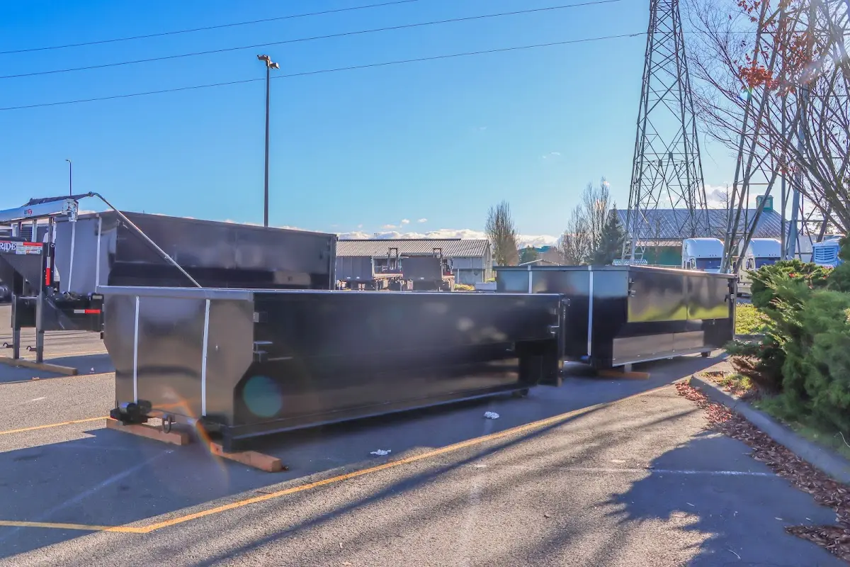 Roll-off dumpster ready for waste disposal at job site for 15 Yard Dumpster Rental in Trenton